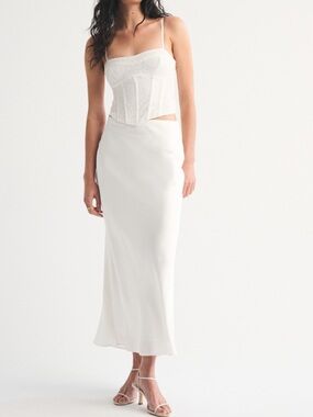 NWT Abercrombie White Satin Maxi Skirt XS